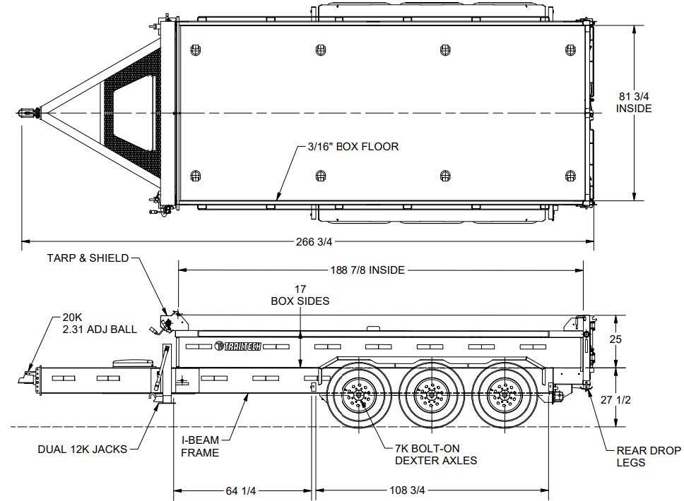 Dump Trailer 16' Tri-Axle